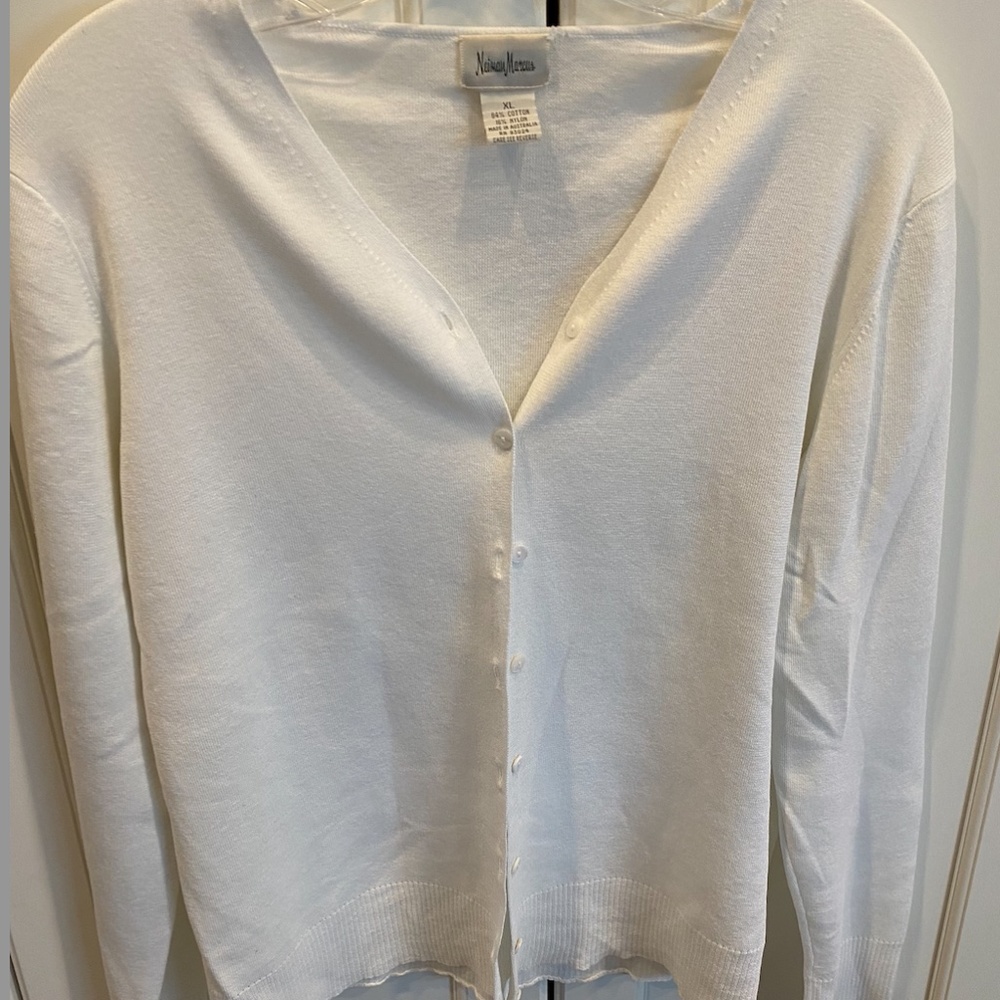 Neiman Marcus Cotton Button Front Sweater XL